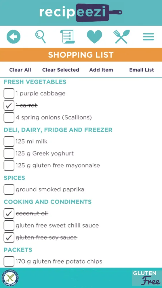 Capturas de tela do recipeezi Gluten Free