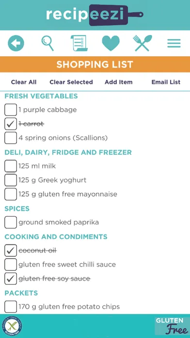 Zrzuty ekranu recipeezi Gluten Free