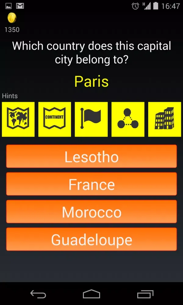 Captures d'écran de Capital City to Country Quiz