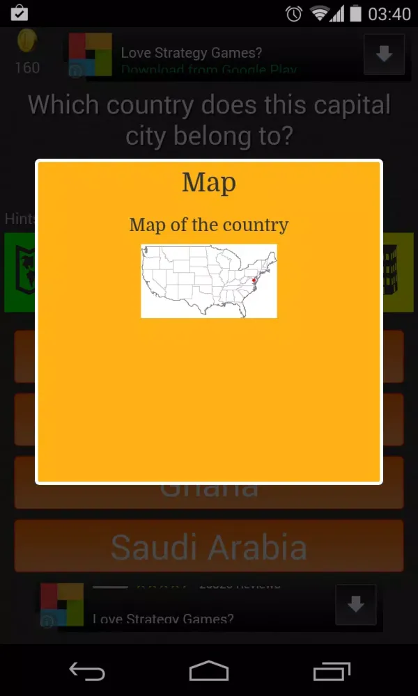 Captures d'écran de Capital City to Country Quiz