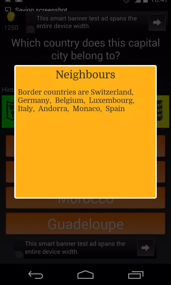 Captures d'écran de Capital City to Country Quiz