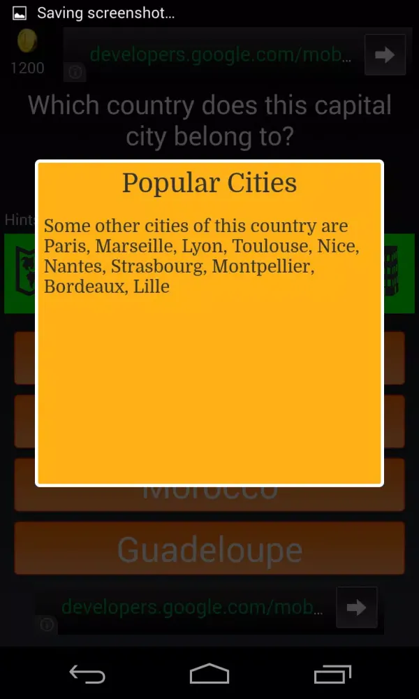 Captures d'écran de Capital City to Country Quiz