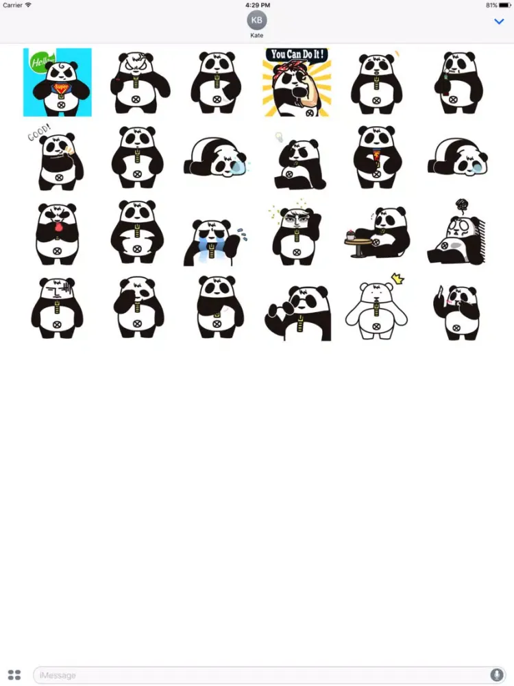 Hellowe Stickers: Black and White Panda iPad 应用截图