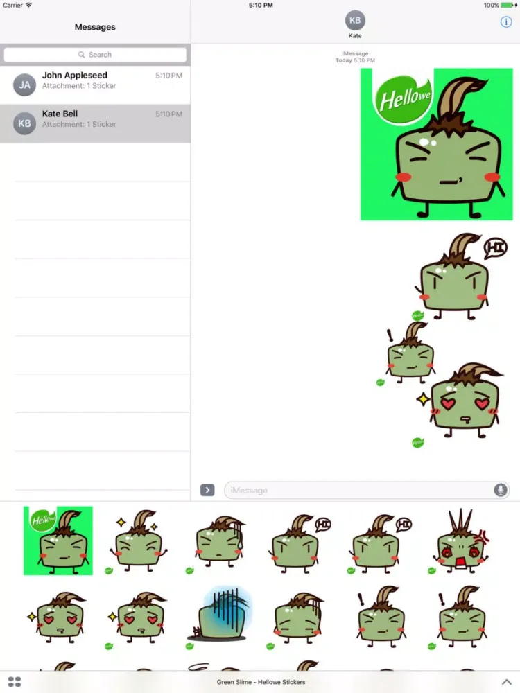 Capturas de tela do Hellowe Stickers: Green Slime iPad 