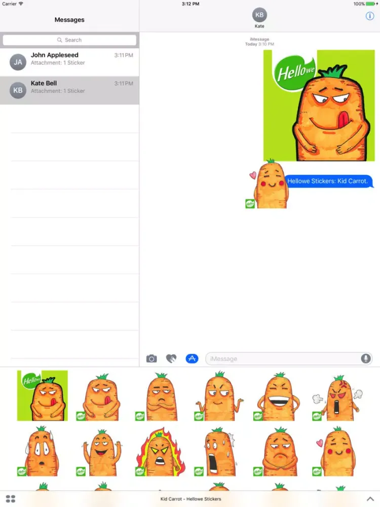Hellowe Stickers: Kid Carrot iPad  স্ক্রিনশট