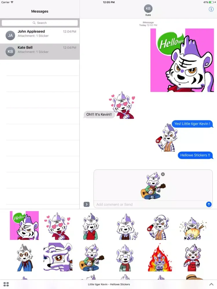 Ảnh chụp màn hình của Hellowe Stickers: Little tiger Kevin iPad 