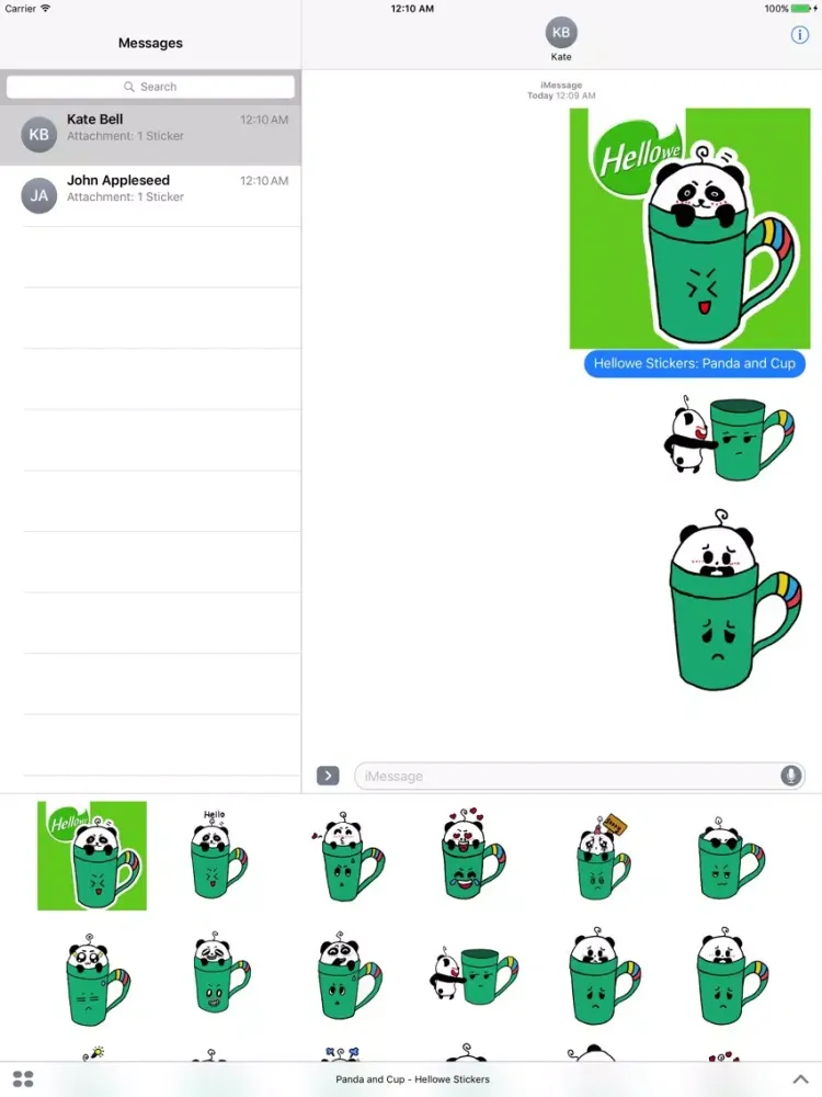 Скриншоты Hellowe Stickers: Panda and Cup iPad 