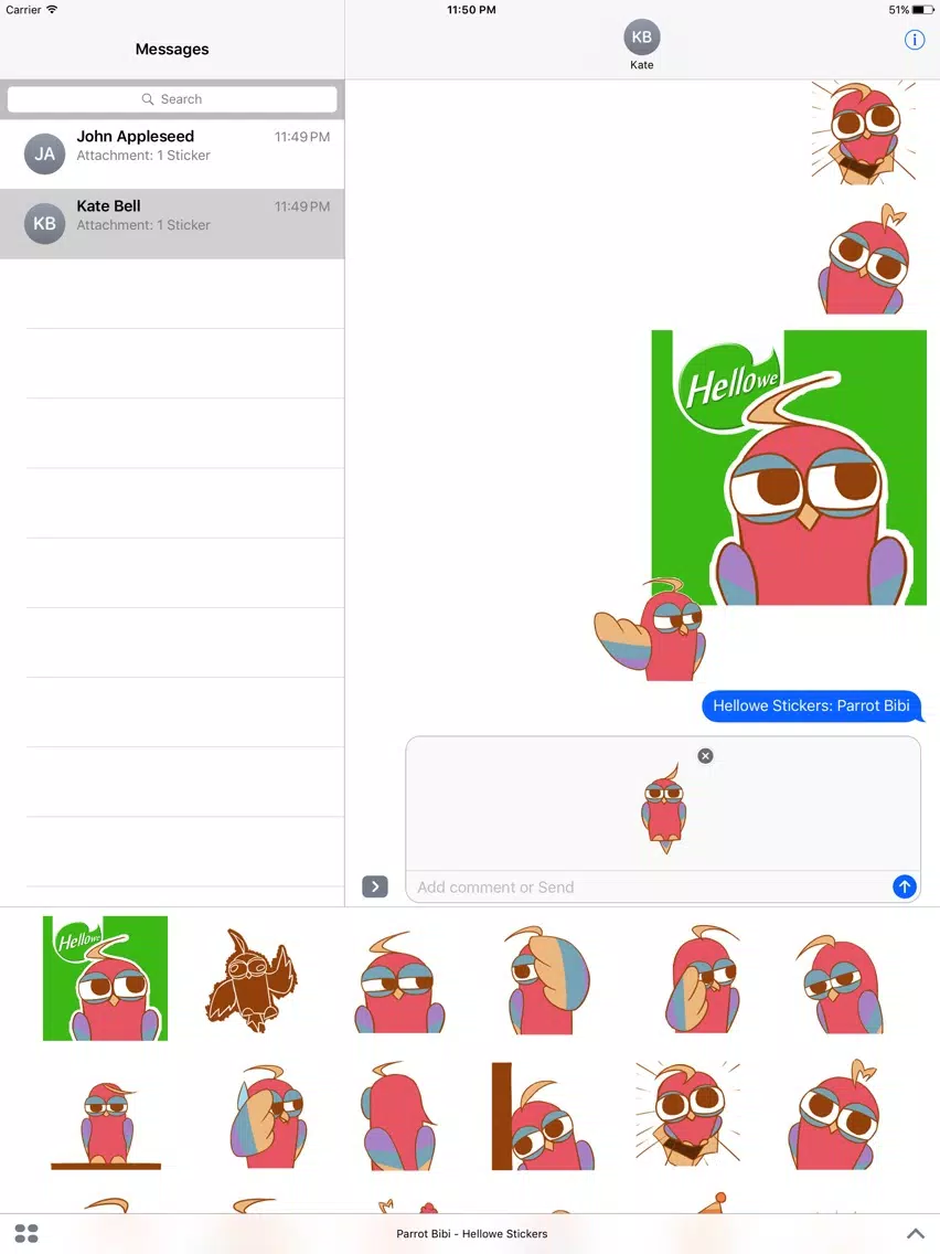 Hellowe Stickers: Parrot Bibi iPad  스크린샷