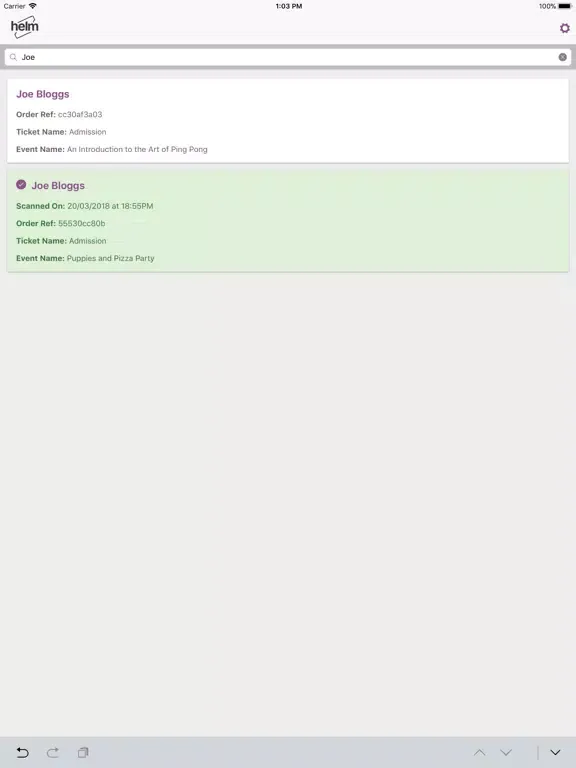 Capturas de tela do Helm Tickets iPad 