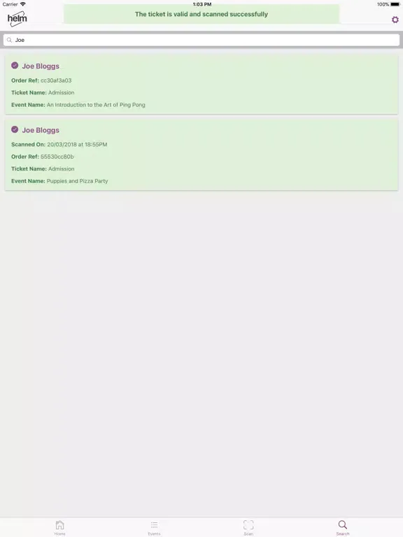 Capturas de tela do Helm Tickets iPad 