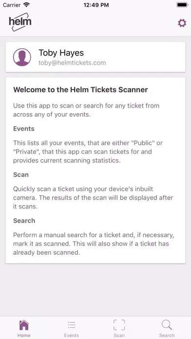 Capturas de tela do Helm Tickets