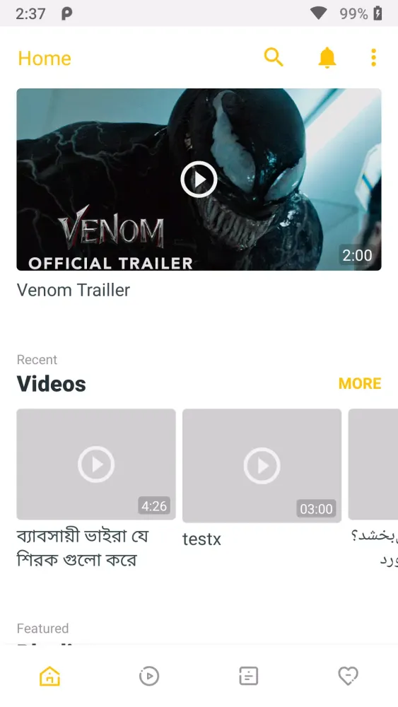 Capturas de tela do OREO TV 2.0.4