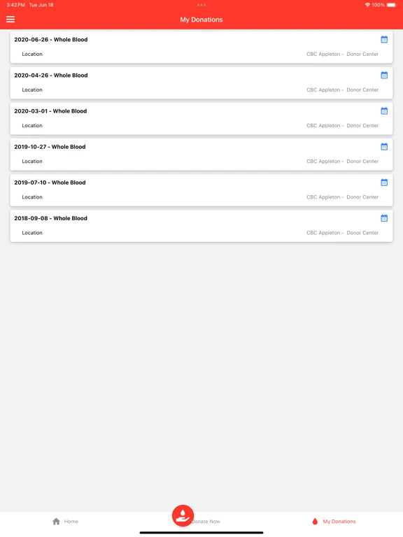 The Community Blood Center iPad  스크린샷