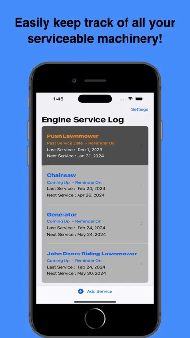 Скриншоты Engine Service Log