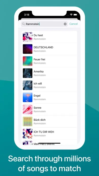 Capturas de tela do SongMatcher