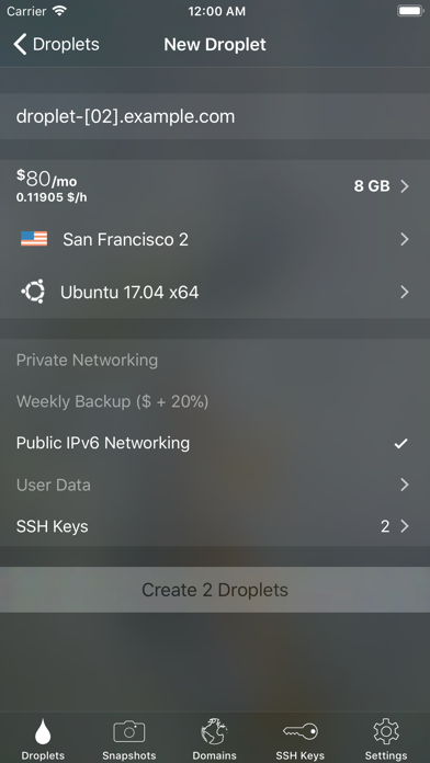 Screenshot di Manager for Digital Ocean