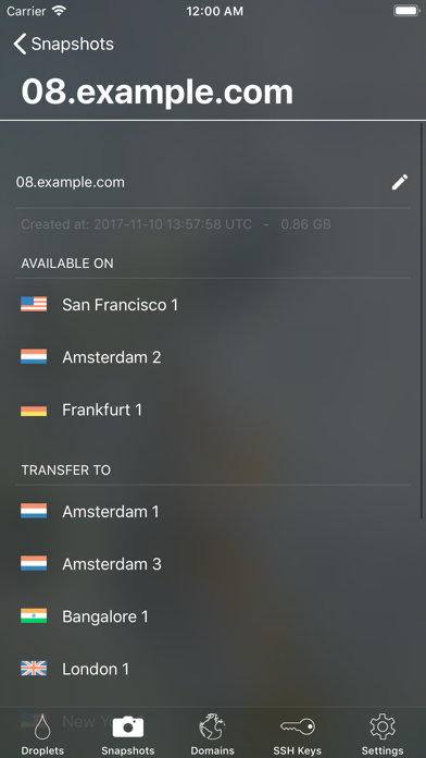 Screenshot di Manager for Digital Ocean