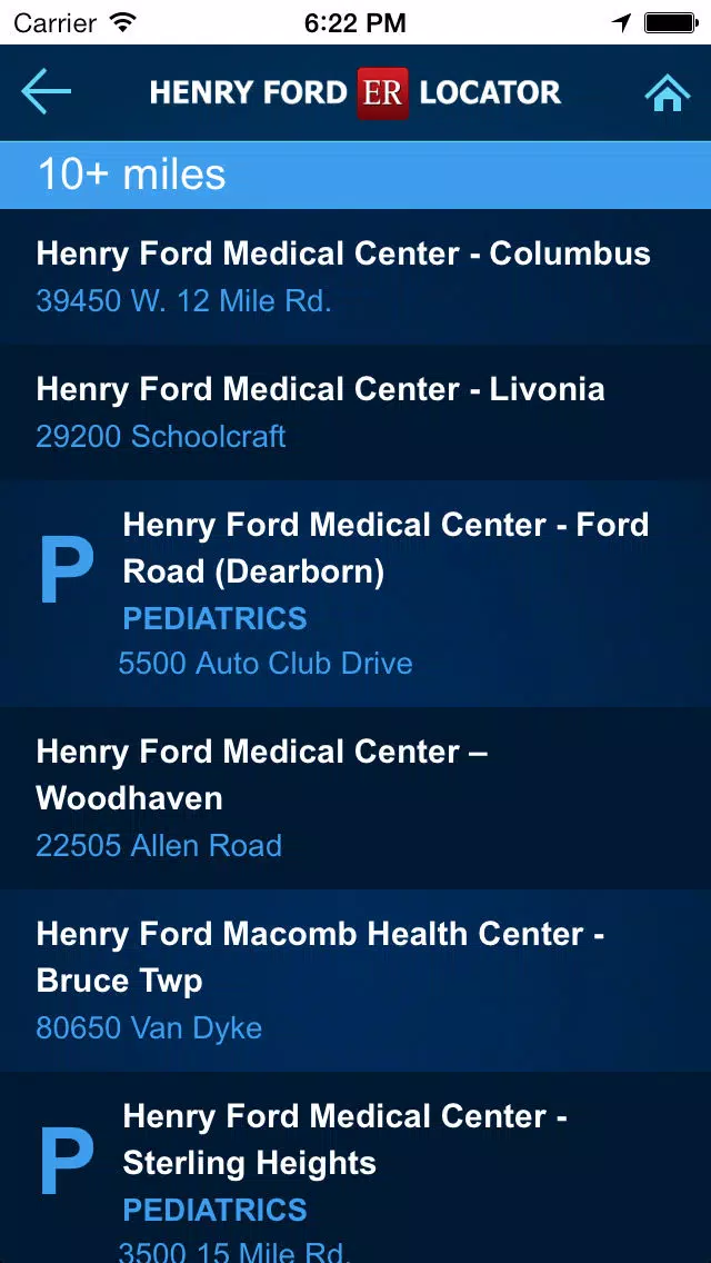 Ảnh chụp màn hình của Henry Ford Get Care Now