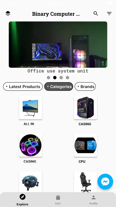 Capturas de tela do BinaryComputerStore
