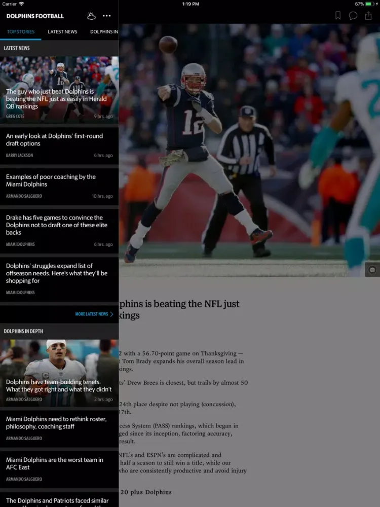 News for Dolphins Football iPad  سکرین شاٹس