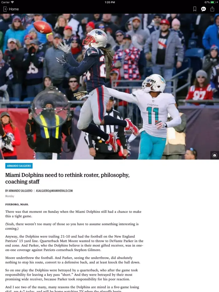 News for Dolphins Football iPad  سکرین شاٹس