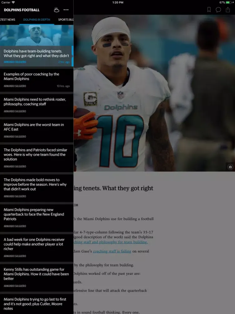 News for Dolphins Football iPad  سکرین شاٹس