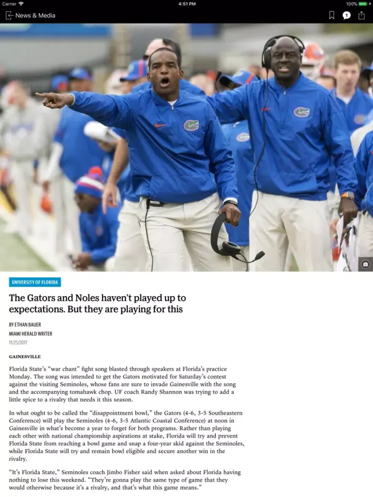 ภาพหน้าจอของ News for Noles Football iPad 