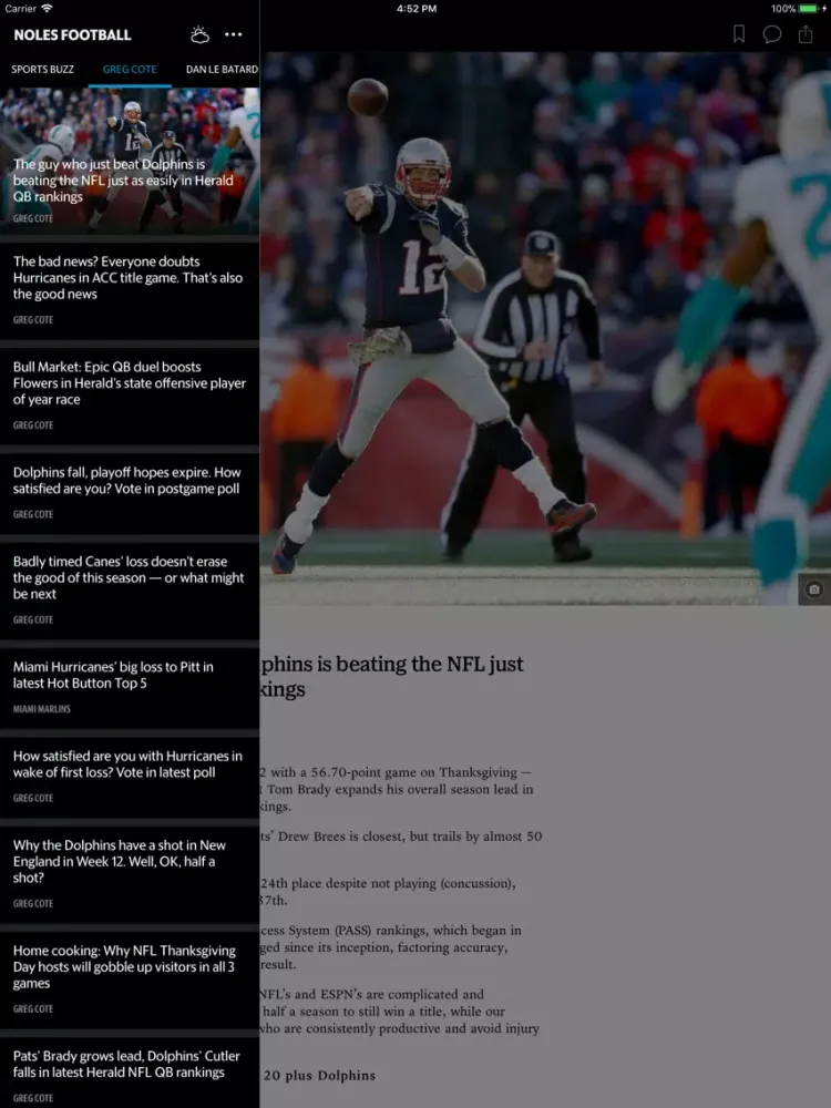ภาพหน้าจอของ News for Noles Football iPad 