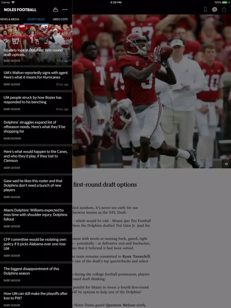 ภาพหน้าจอของ News for Noles Football iPad 
