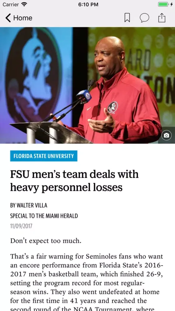 ภาพหน้าจอของ News for Noles Football