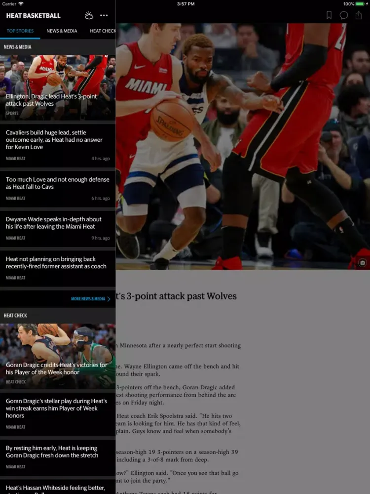 Скриншоты News for Heat Basketball iPad 