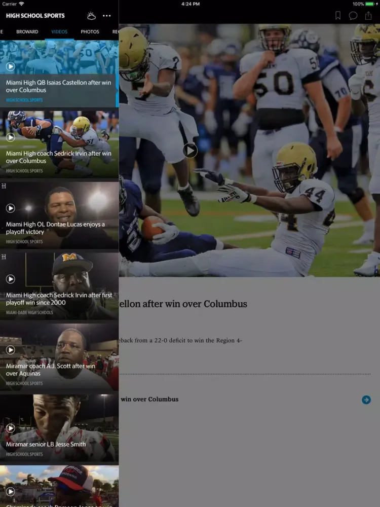 Miami High School Sports News iPad 应用截图