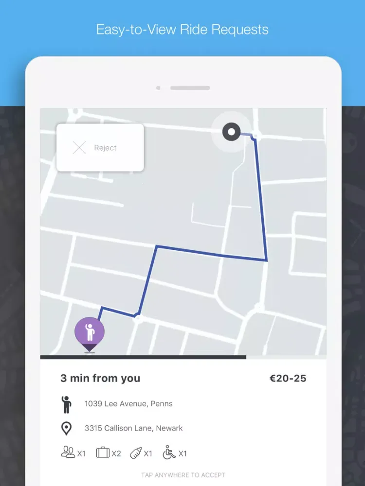 Tangkapan layar HERE Mobility Drive iPad 