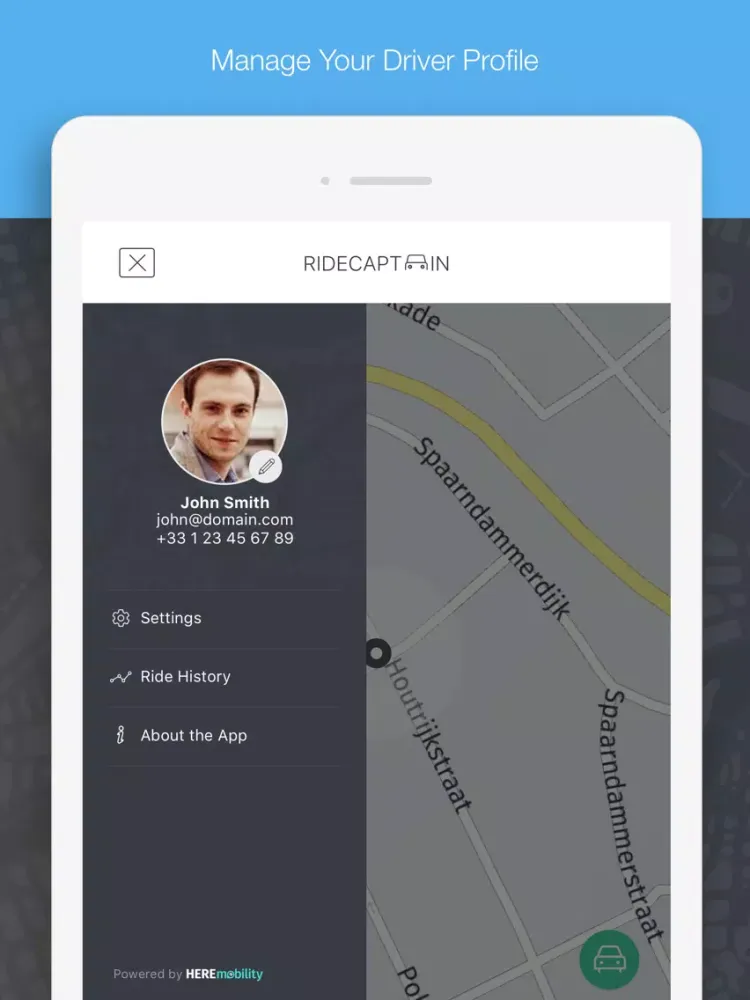 Tangkapan layar HERE Mobility Drive iPad 