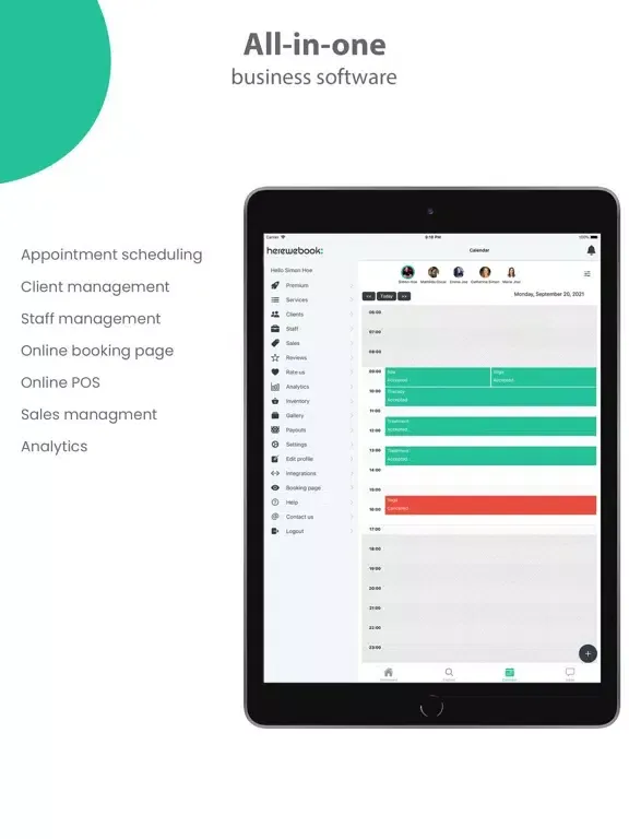 Tangkapan layar HereWeBook Appointment booking iPad 