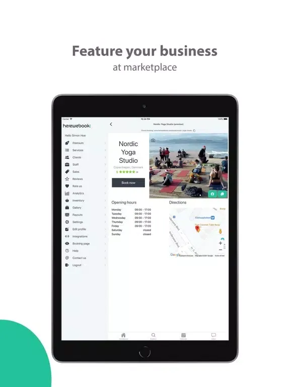 Tangkapan layar HereWeBook Appointment booking iPad 