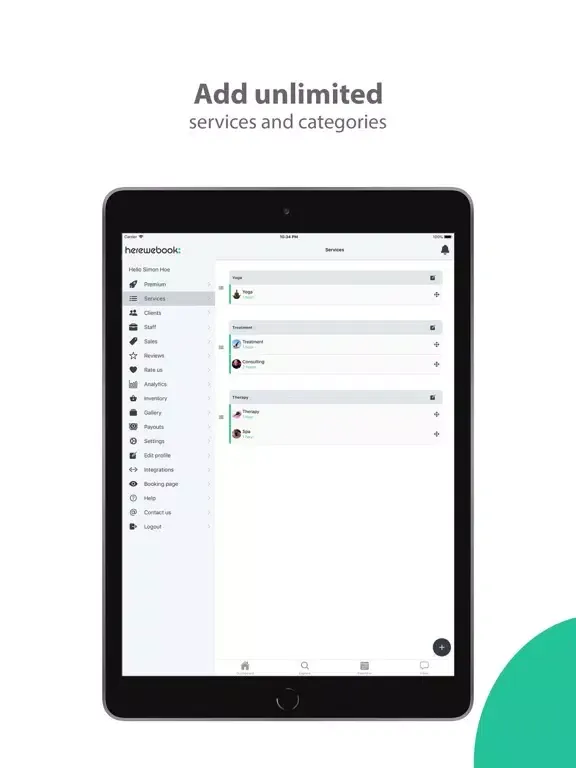 Tangkapan layar HereWeBook Appointment booking iPad 