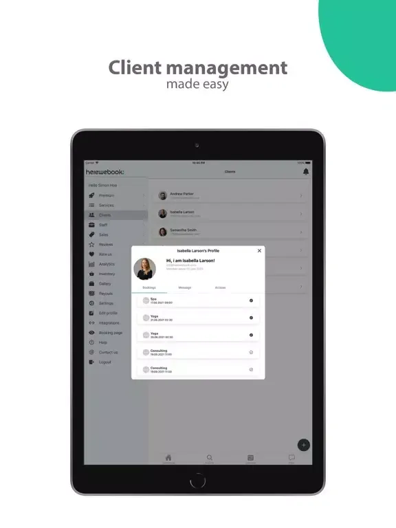 Tangkapan layar HereWeBook Appointment booking iPad 