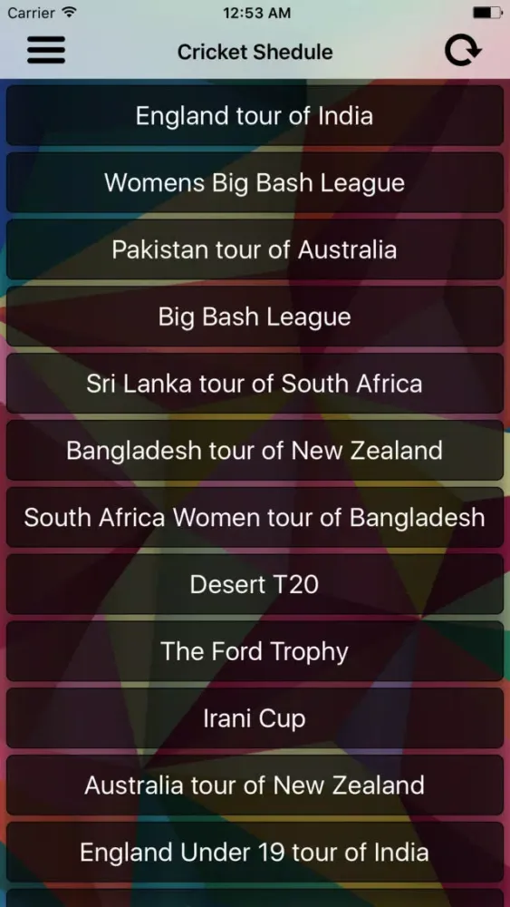 Screenshot di Live Cricket Schedule