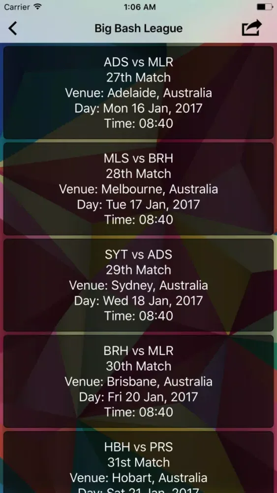Screenshot di Live Cricket Schedule