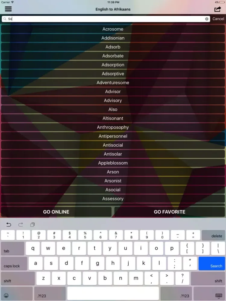 English To Afrikaans :) iPad 应用截图