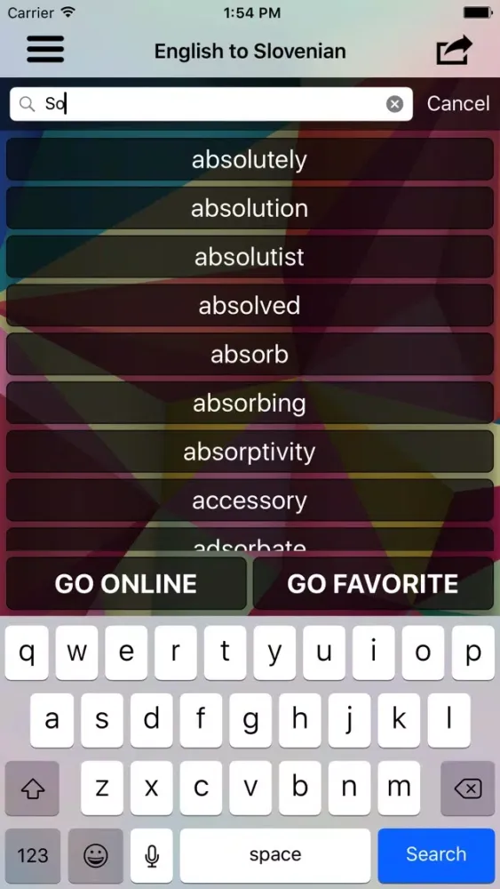 Capturas de tela do English To Slovenian