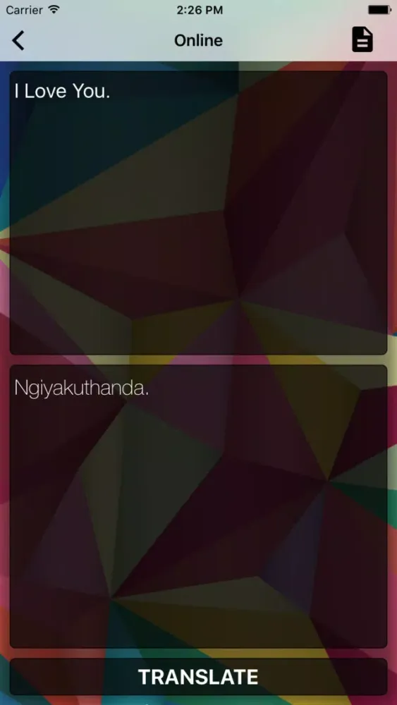 Tangkapan layar English To Zulu Dictionary :)