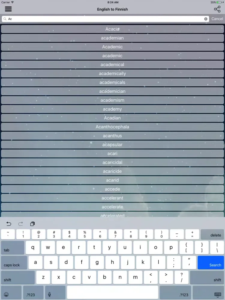 English To Finnish Dictionary iPad  Ekran Görüntüleri