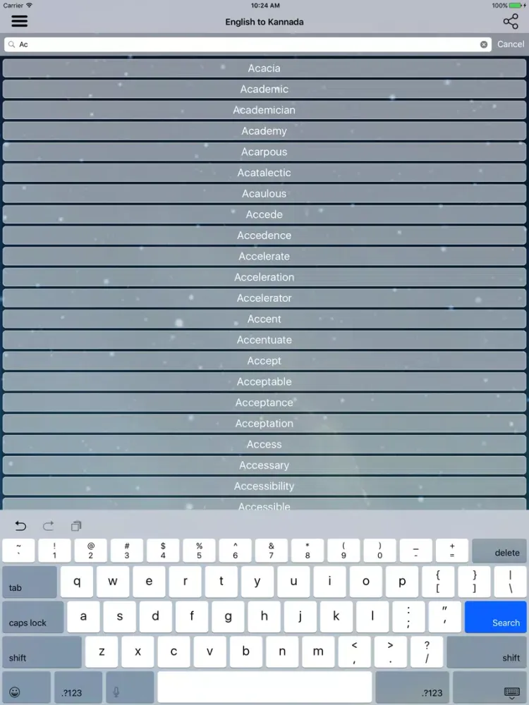 Ảnh chụp màn hình của English To Kannada :) iPad 