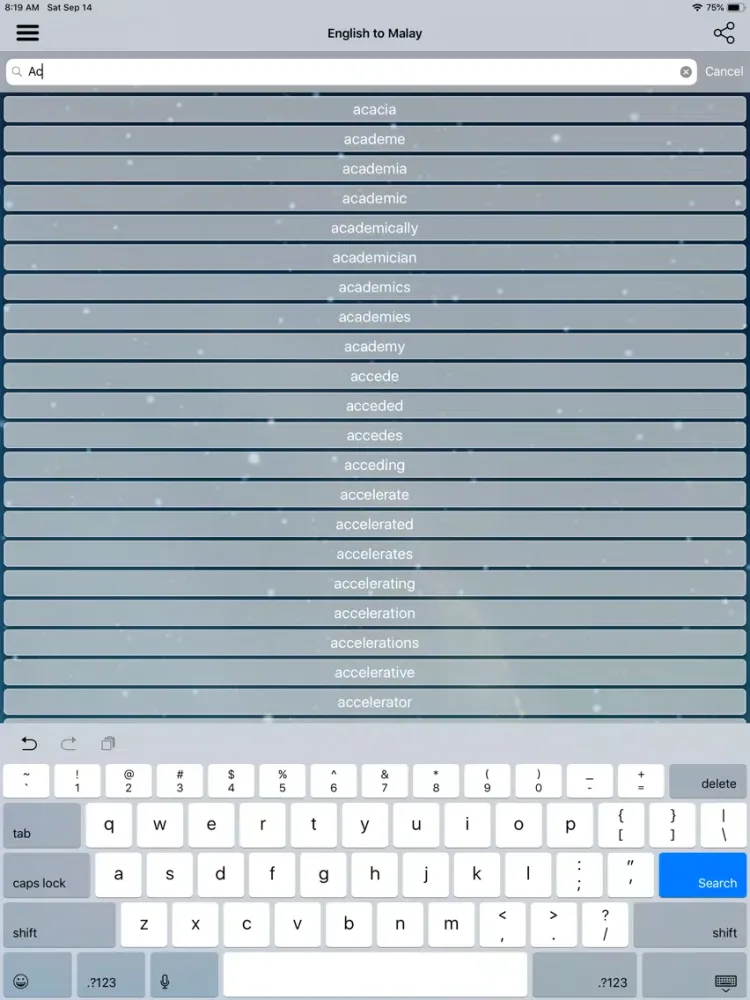 English To Malay Dictionary iPad  Screenshots
