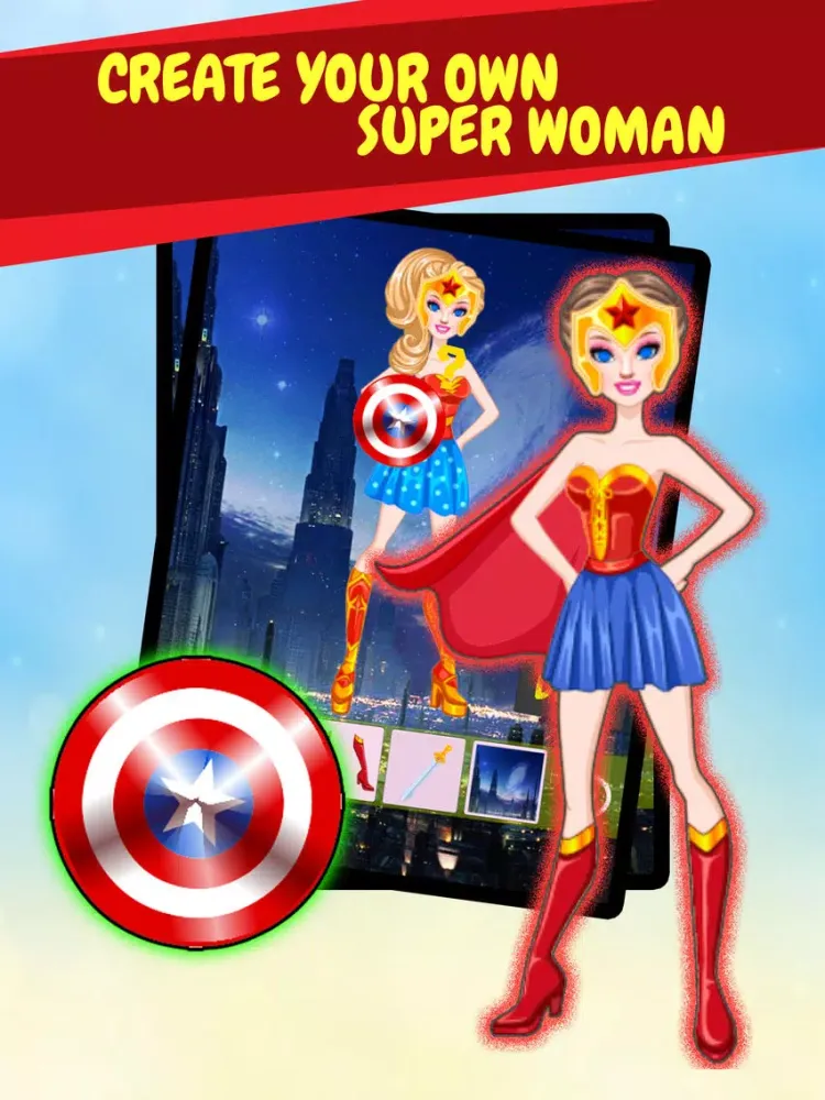 Create Own Super-Hero Woman - Free Character Costume Maker Dress-Up Game iPad Screenshots