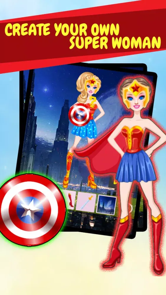 Create Own Super-Hero Woman - Free Character Costume Maker Dress-Up Game Screenshots