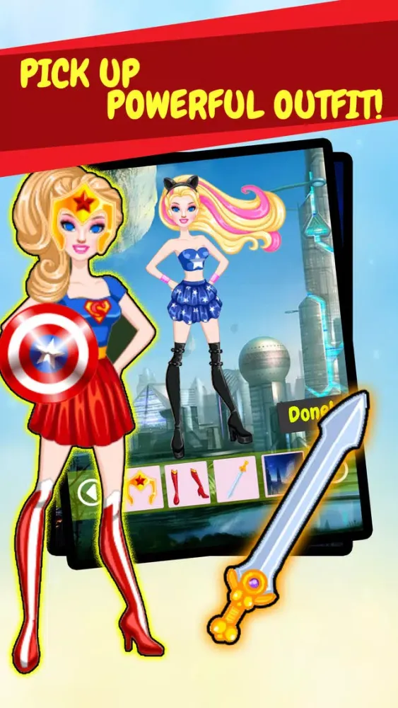 Create Own Super-Hero Woman - Free Character Costume Maker Dress-Up Game Screenshots