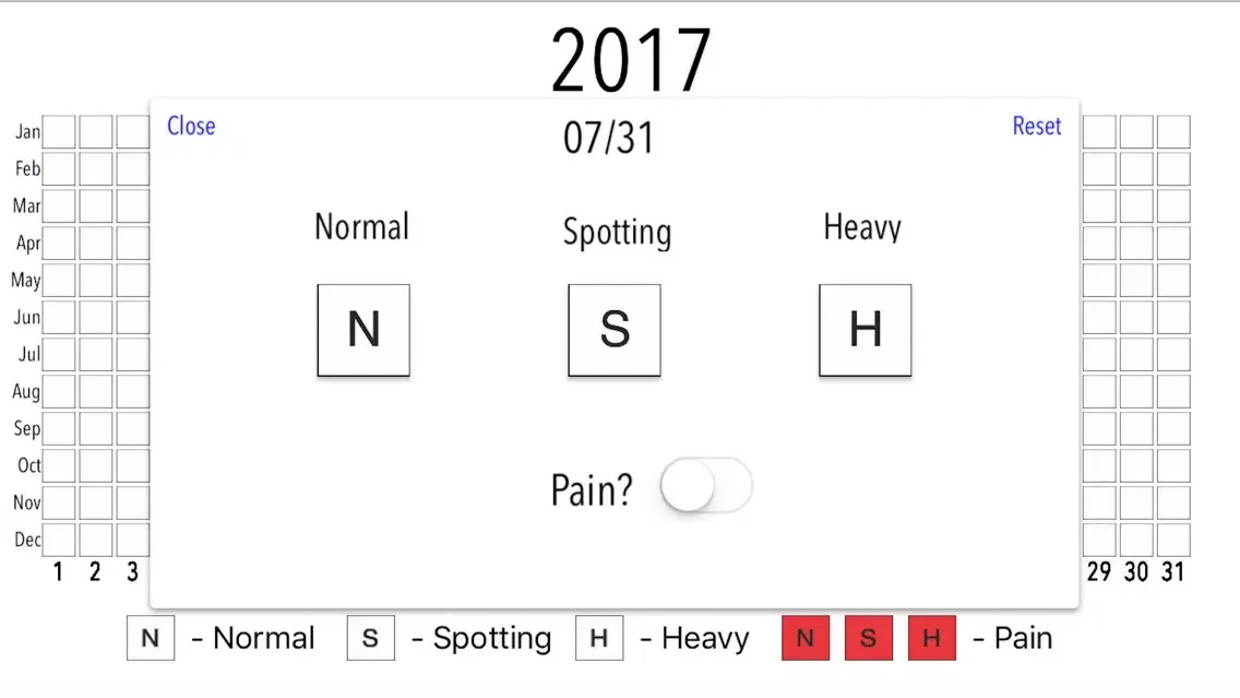Ảnh chụp màn hình của Dr. Perrin Menstrual Calendar